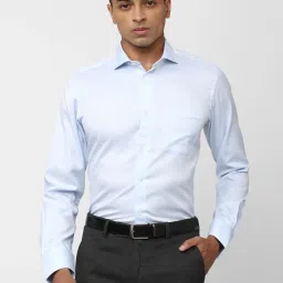 Van Heusen Blue Cotton Regular Fit Texture Shirt image 1