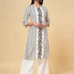 Rangmanch by Pantaloons Off-White Printed Straight Kurta image 1