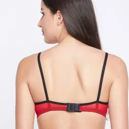 Clovia Red & Black Floral Print T-Shirt Bra image 2