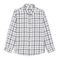 Cantabil Boys Off-White Cotton Chequered Full Sleeves Shirt image 1