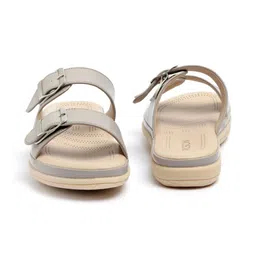 PICSON Women Textured Open Toe Flats with Buckles image 5