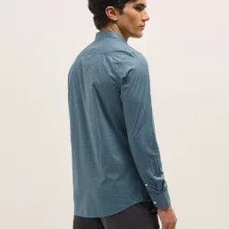 The Bear House Blue Cotton Tailored Fit Print Formal Shirt image 2