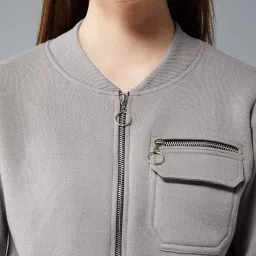 DOLCE CRUDO Grey Relaxed Fit Jacket image 5