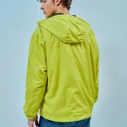 Bewakoof Green Relaxed Fit Solid Oversized Windcheater Jacket image 2
