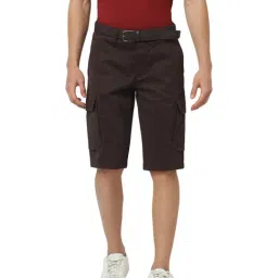 Celio Dark Brown Cotton Straight Fit Cargo Shorts-picture-17