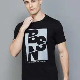 BOSSINI Black Cotton Regular Fit Printed T-Shirt-image-21