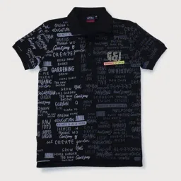 Gini & Jony Kids Black Cotton Printed Polo T-Shirt-picture-39