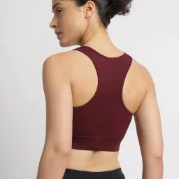 Reebok Maroon Cotton Regular Fit Print Sports Bra image 2