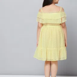 StyloBug Girls Yellow Self Pattern Dress image 2