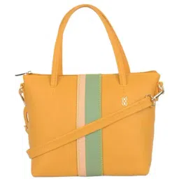 Baggit Chrome Yellow Solid Small Tote Handbag-image-48