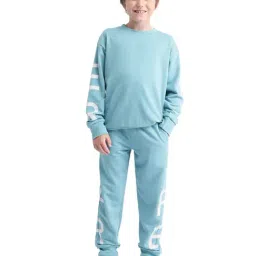Rare Ones Boys Blue Cotton Printed Regular Fit Trackpants-image-60