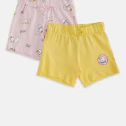Pantaloons Baby Pink & Yellow PrintedShorts (Pack Of 2) image 1