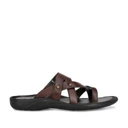 Shences Men's Brown Cross Strap Sandals-image-41