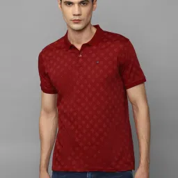Louis Philippe Sport Maroon Cotton Slim Fit Printed Polo T-Shirt image 1