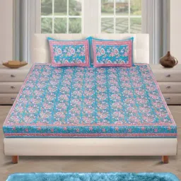 Romee Green & Pink Cotton 180 TC Bed Sheet Set-picture-11