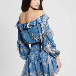 Guess Blue Tropical Full Sleeves Tops image 2
