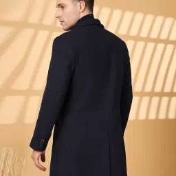 Chkokko Navy Blue Relaxed Fit Solid Coats image 2