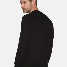 showoffff SHOWOFF Black Cotton Slim Fit Solid Sweatshirt image 2