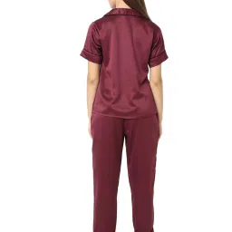 Smarty Pants Maroon Satin Shirt With Pyjamas image 2