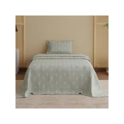 Boutique Living Indo Musk Kasturi Cotton 200 Tc Green Bedsheet With 1 Pillow Cover (Single) image 1
