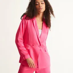 Cover Story Pink Regular Fit Blazer-image-35