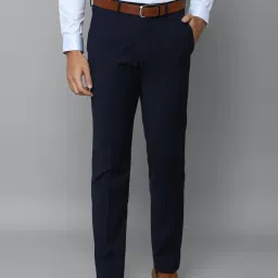 Louis Philippe Permapress Navy Slim Fit Trousers image 1
