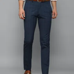 Louis Philippe Navy Slim Fit Checks Trousers image 1