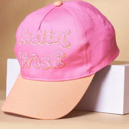 Pantaloons Junior Pink Printed Baseball Cap image 1