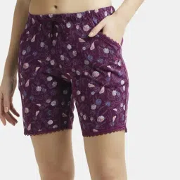 Jockey RX10 Women's Micro Modal Cotton Relaxed Fit Printed Shorts with Pockets (Prints May Vary) image 5