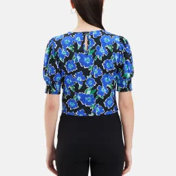 Kazo Blue & Black Floral Print Top image 2