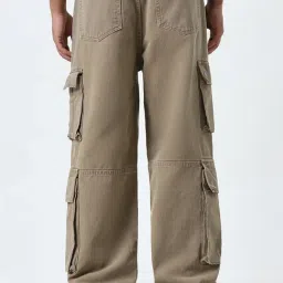 nuon men Nuon by Westside Taupe Mid-Rise Relaxed-Fit Cargo Jeans image 2