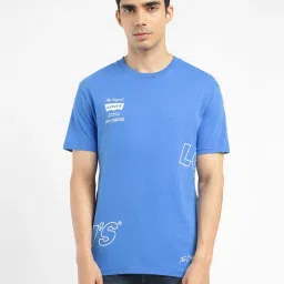 Levi's Blue Pure Cotton Regular Fit Printed T-Shirt image 1
