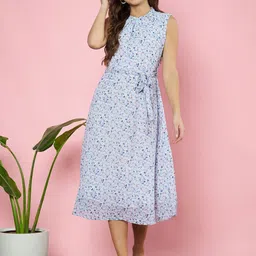 Fbella Floral Print Georgette A-Line Midi Dress-picture-22