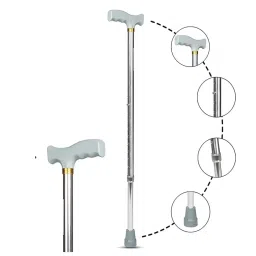 MCP Jindal Height Adjustable Walking Stick (Silver) image 1