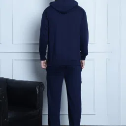 Vimal Jonney Black & Navy Regular Fit Printed Hooded Sweatshirt & Trackpant Set - Pack of 2 image 2