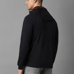 Louis Philippe Black Regular Fit Colour Block Hooded Sweatshirt image 2