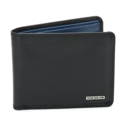 Peter England Black & Navy Leather Bi-Fold Wallet for Men image 1