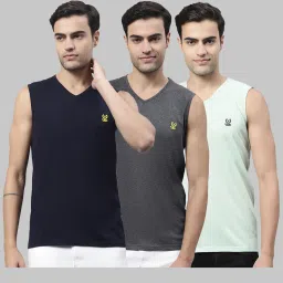 Vimal Jonney Multicolor Regular Fit Sleeveless Lounge T-Shirt - Pack of 3 image 1