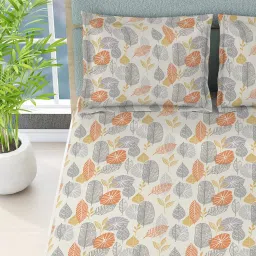 Boutique Living India Grey Cotton Floral King Bedsheet With 2 Pillow Covers image 2