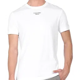 Calvin Klein Jeans White Cotton Slim Fit Logo Printed T-Shirt image 1