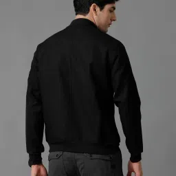 Linen Club Black Regular Fit Bomber Jacket image 2