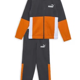 Puma Kids Grey & Yellow Cotton Color Block Full Sleeves Jacket Set image 1