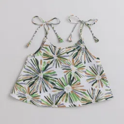 Many Frocks Kids White & Green Printed Lehenga with Choli image 2