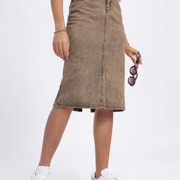 DressBerry Women Washed Denim Skirt-image-14
