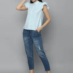 Allen Solly Blue Cotton Chequered Shirt image 4