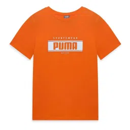 Puma Kids Rickie Orange Cotton Printed T-Shirt image 1