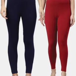 Kryptic Navy & Maroon Regular Fit Leggings -Pack Of 2 image 1