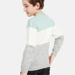 Octave Kids Light Mint Self Design Full Sleeves Sweater image 2