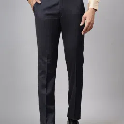 JB Studio Navy Rayon Slim Fit Trousers-image-91