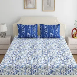 Dreamscape Blue Cotton Abstract Bed Sheets Sets image 2